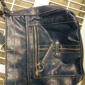 Navy Multi Zip Hobo Bag